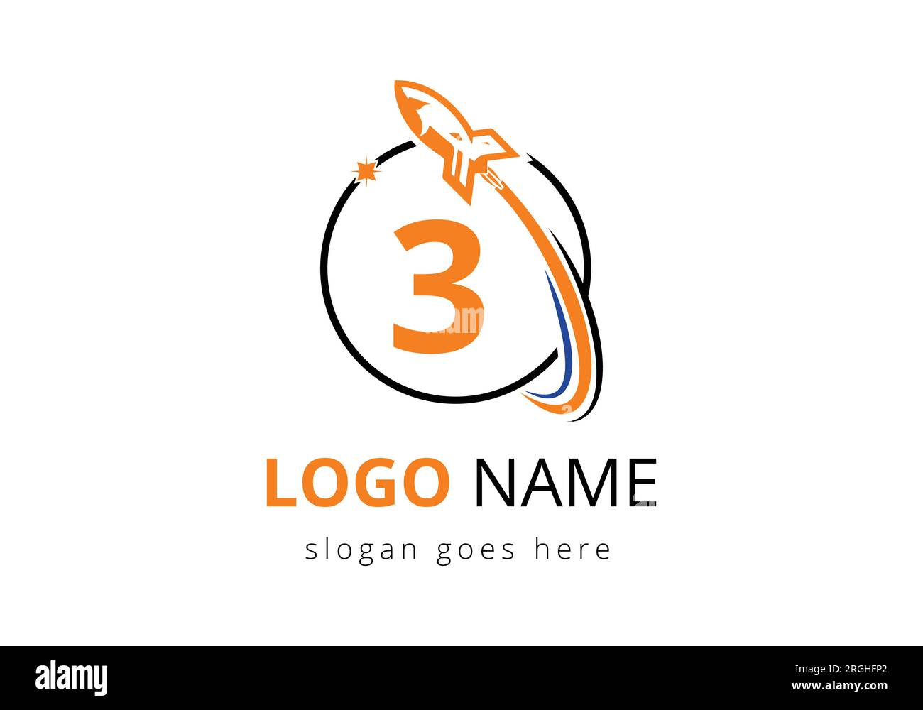 Erstes 3-Monogramm-Alphabet mit Rocket-Logo. Raketensymbol. Schriftzeichen. Moderne Vektor-Logo-Vorlage Stock Vektor