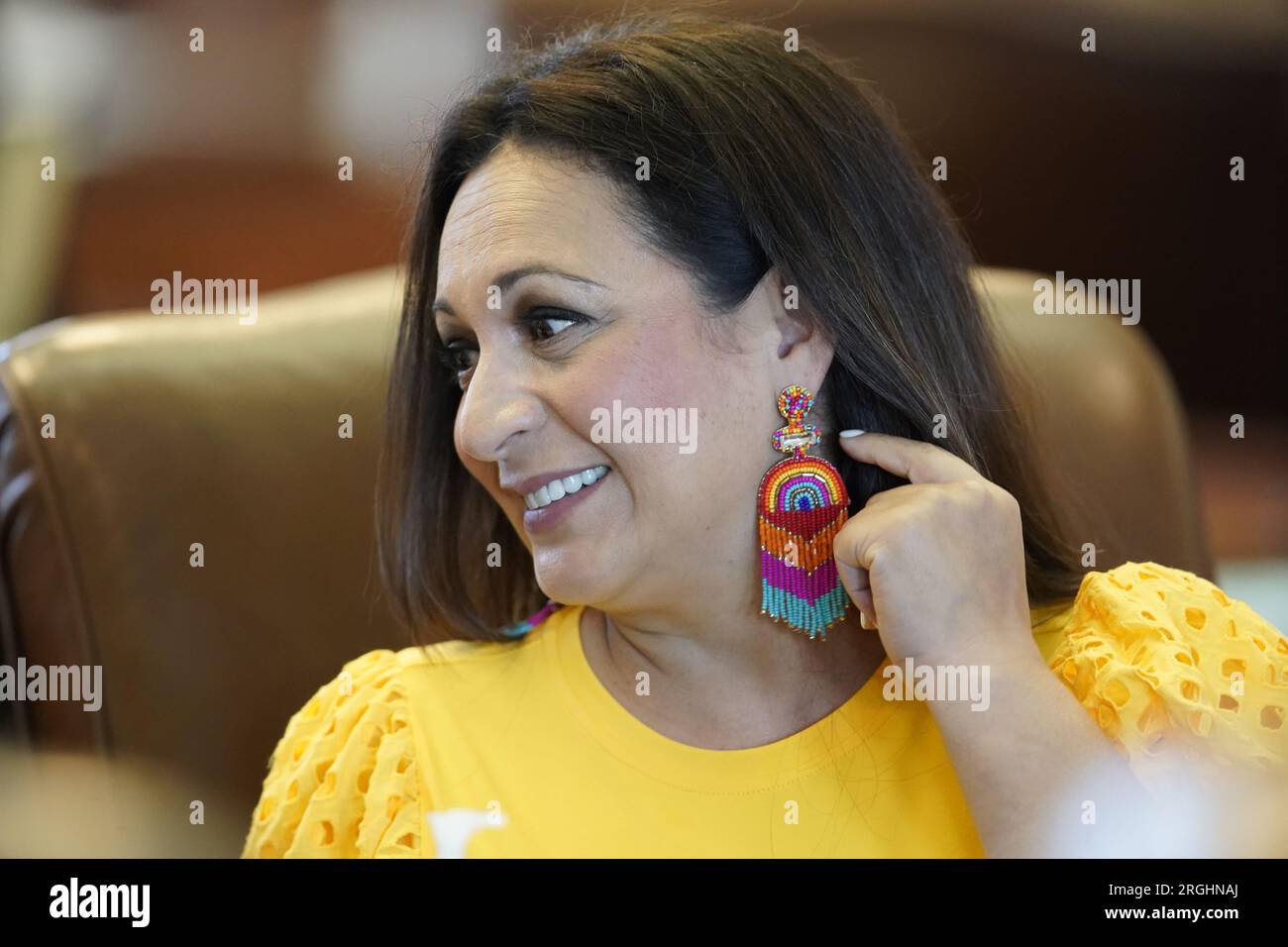 MARY ANN PEREZ (D-Houston) trat am 19. Mai 2023 bei der Texas House Session an, etwa zwei Wochen vor dem Ende der 88. Regulären Session. ©Bob Daemmrich Stockfoto