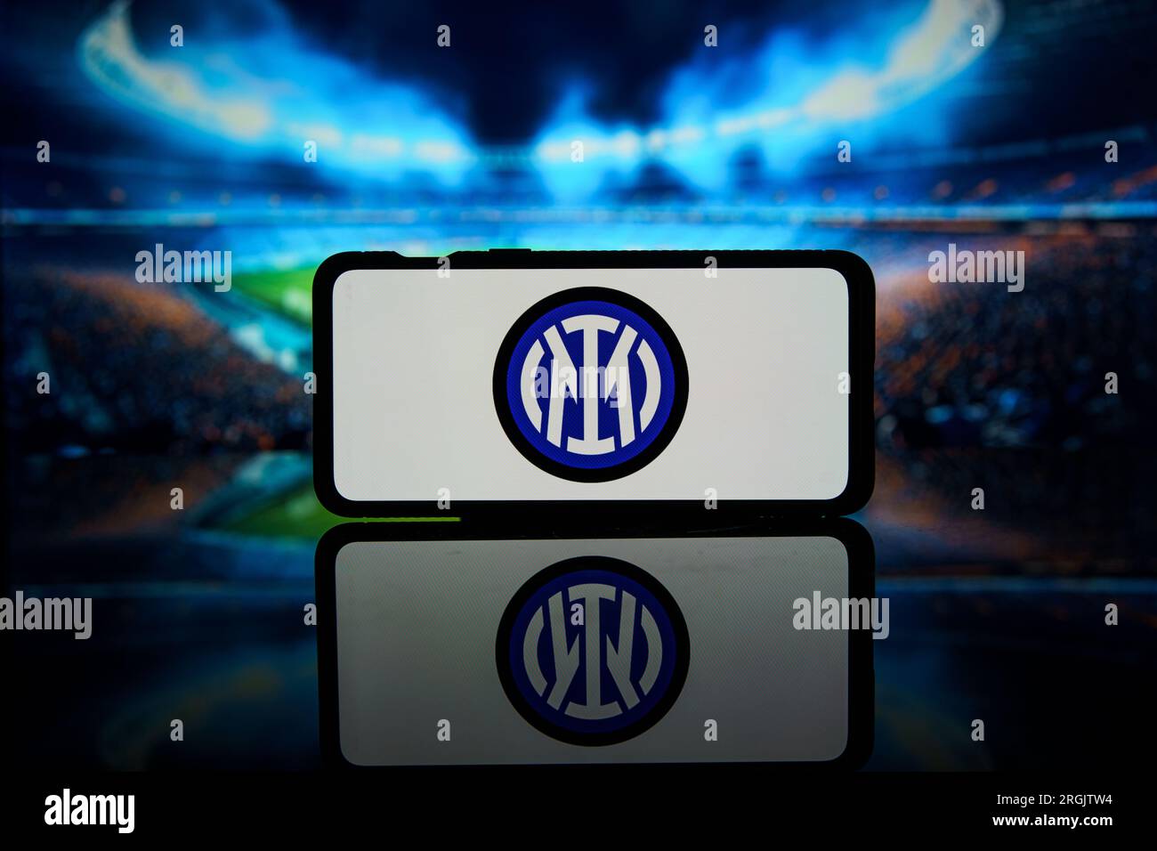 Italien Fußballliga Serie A Team Inter Mailand Logo auf dem Bildschirm Stockfoto