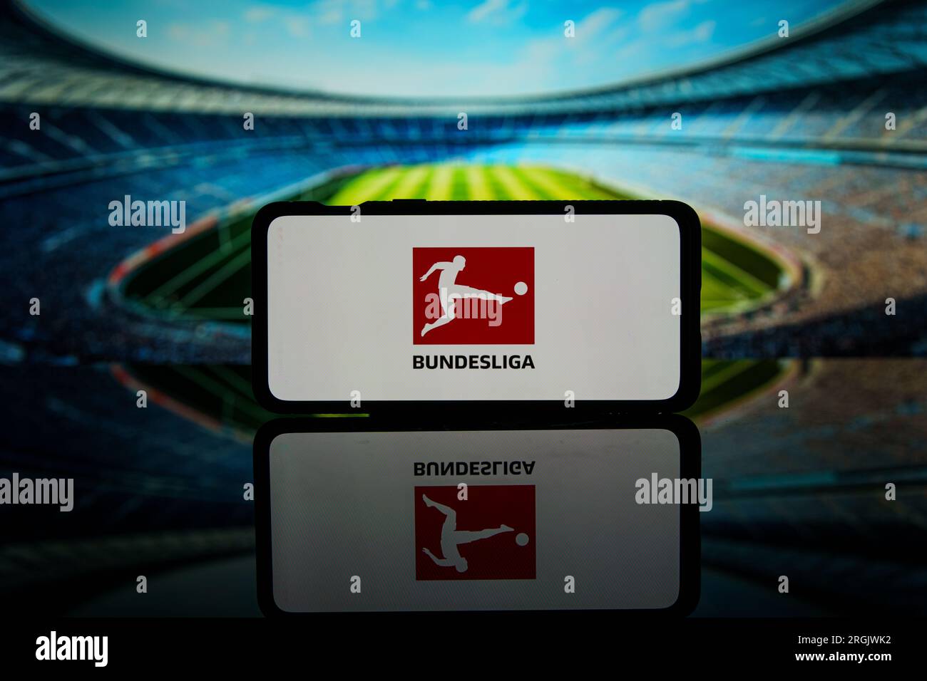 Deutschland Bundesliga-Logo auf dem Bildschirm Stockfoto