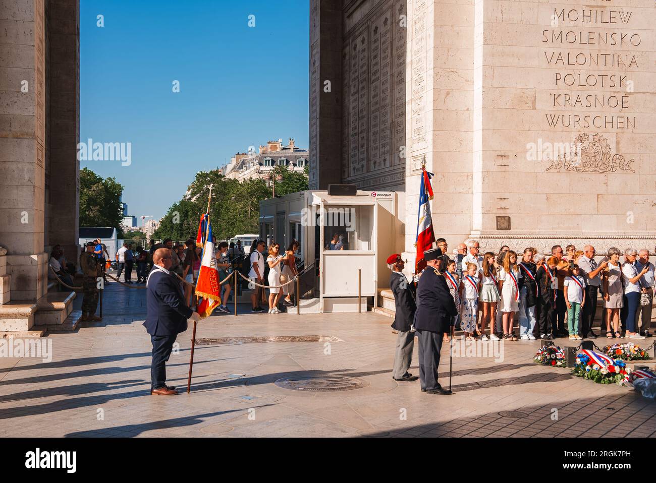 Formelle Gruppe im Arc de Triomphe, Paris Stockfoto