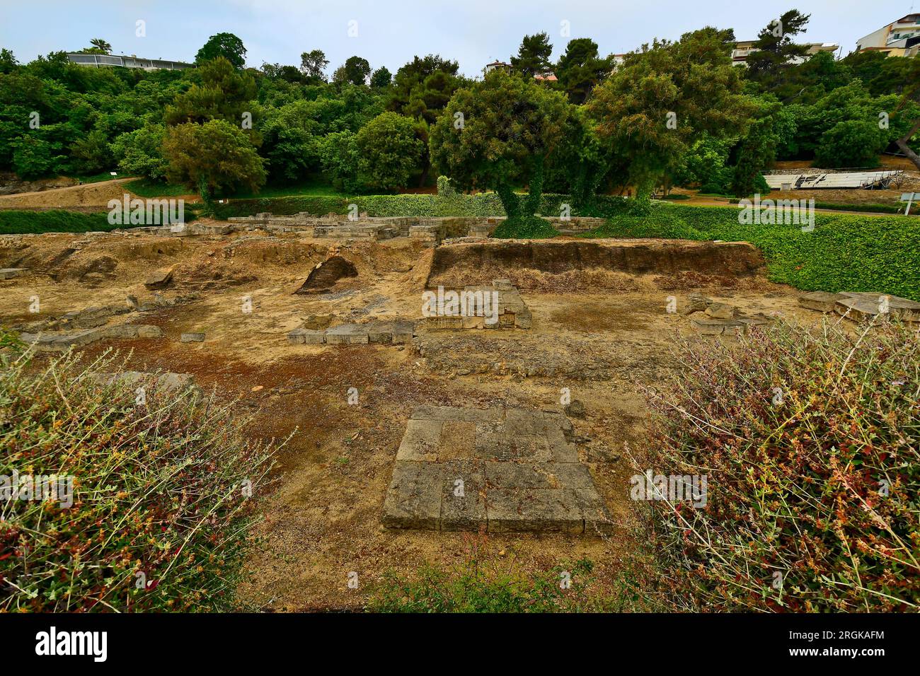 Griechenland, Chalkidiki - Tempel des Ammon Zeus eine antike archäologische Stätte in Kallithea am Ufer der Ägäis Stockfoto