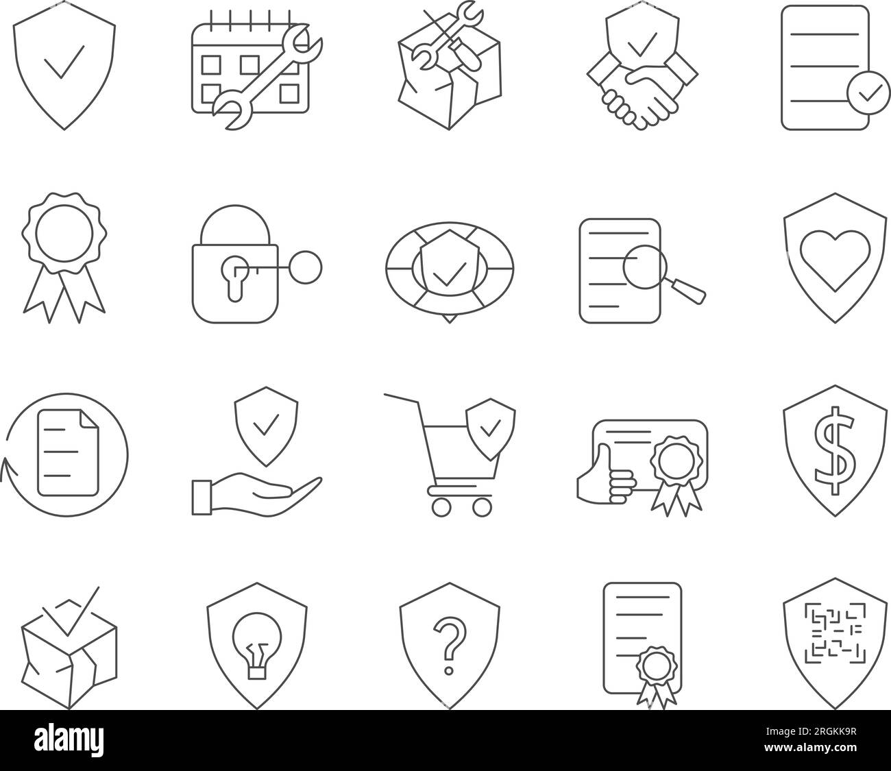 Symbole Für Produktgarantie Eingestellt. Garantie, Versicherung, Garantiekarte. Bearbeitbare Kontur. Vektorsammlung Für Einfache Symbole Stock Vektor
