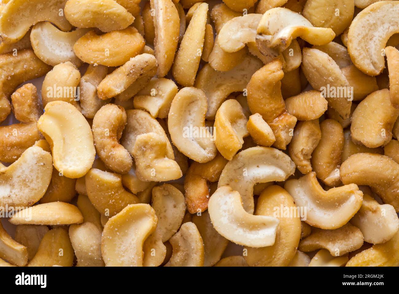 Gebratene und gesalzene Cashews-Nüsse Stockfoto