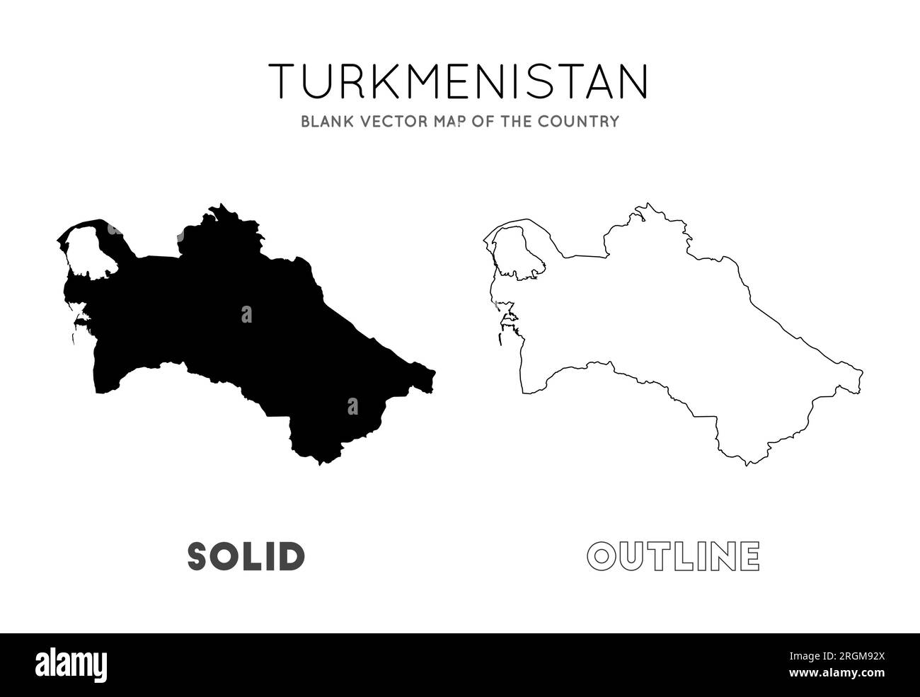 Turkmenistan-Karte. Leere Vektorkarte des Landes. Grenzen Turkmenistans für Ihre Infografik. Vektordarstellung. Stock Vektor