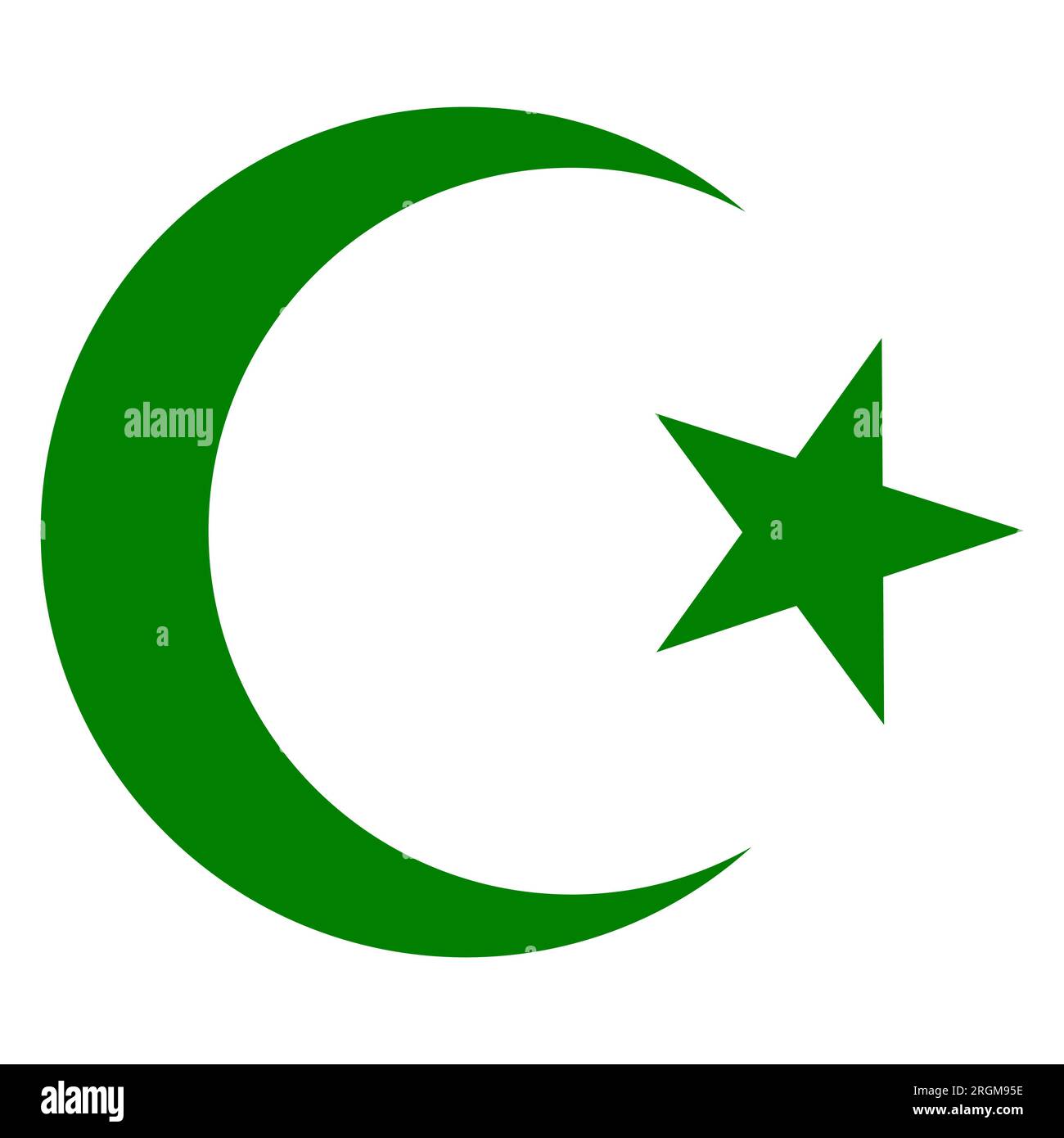 Stern- und Halbmondsymbol. Islamische Symbole in grüner Farbe. Stock Vektor