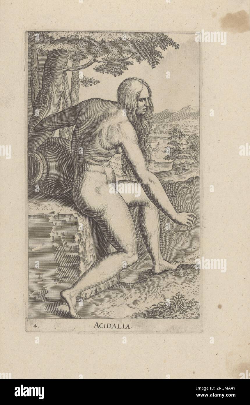 Acidalia fait partie du recueil "Nimpharum oceanitidum, ephydridum potamidum, naiadum, lynadumque icones" : PL. 4 1587 von Philip Galle Stockfoto