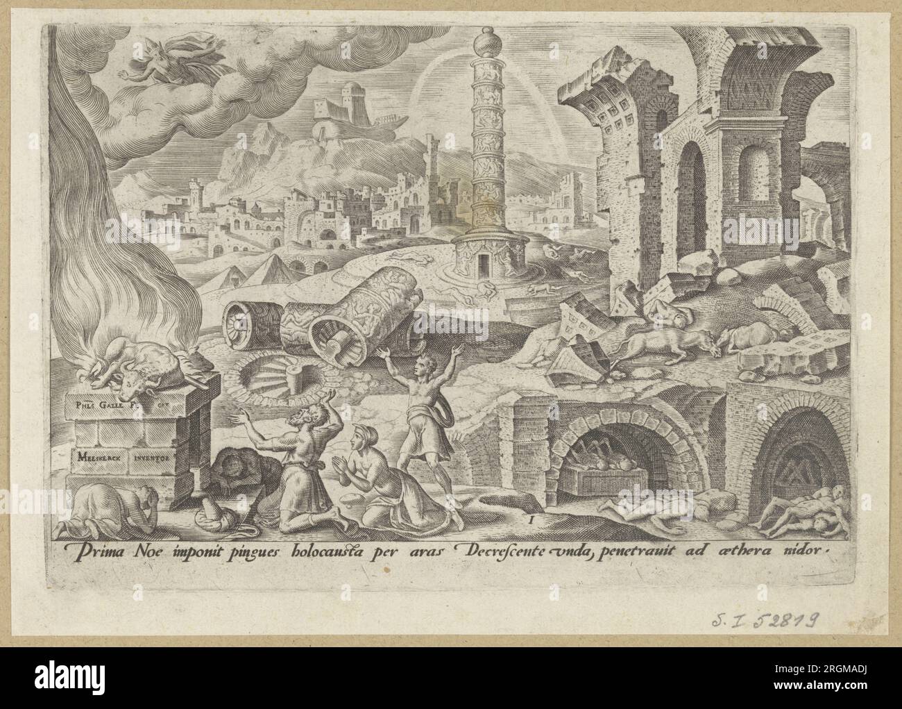 Noahs Opfer 1569 von Maarten van Heemskerck Stockfoto
