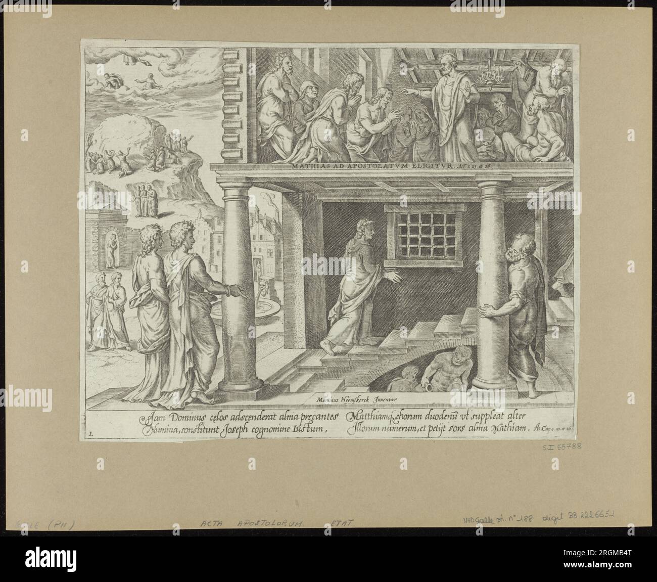 Die Rückkehr der Apostel vom Olivemberg und die Wahl von Matthias zum Apostel 1575 durch Maarten van Heemskerck Stockfoto