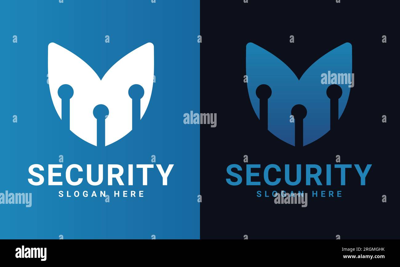 Erster Buchstabe M mit Security Shield Logo Logo Logo Cyber Security Logo Stock Vektor