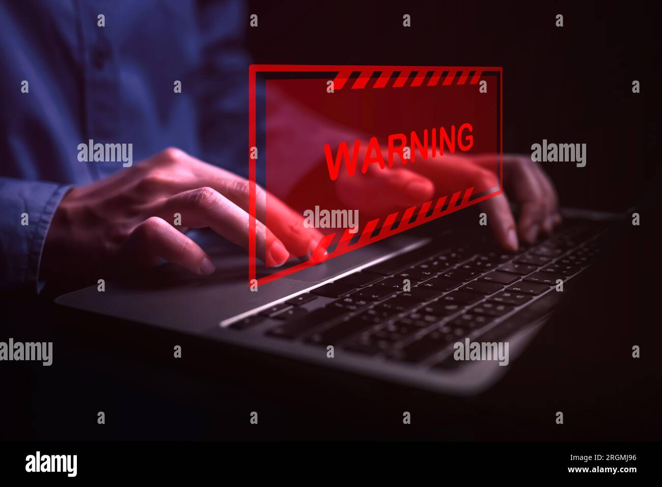 Symbol für Personen mit Warnbenachrichtigung und Spam-Nachricht. Stockfoto