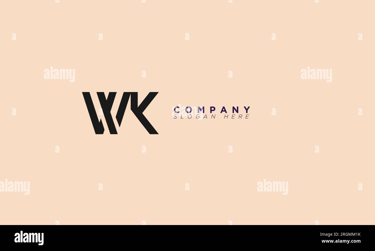 WK Alphabet Buchstaben Initialen Monogramm Logo Stock Vektor