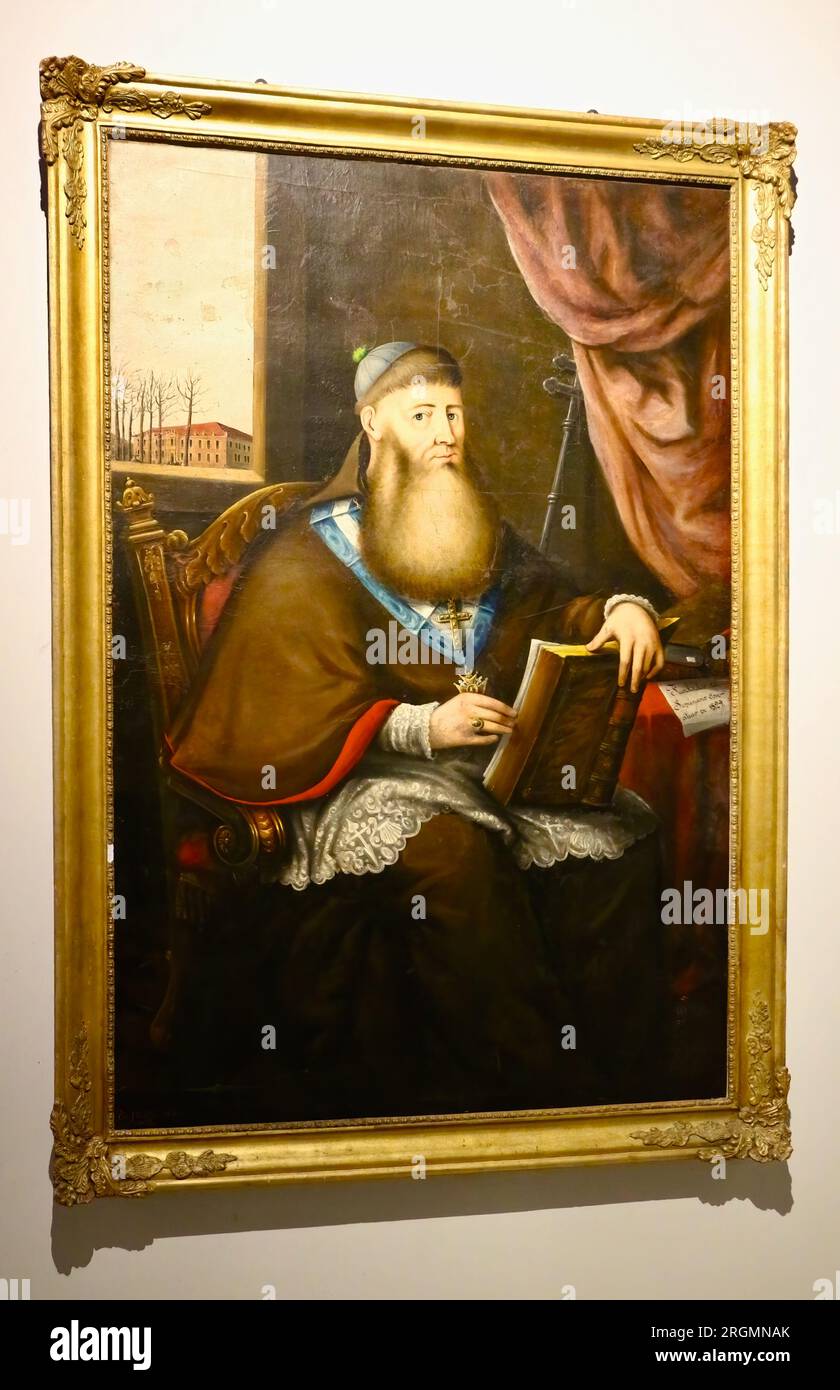 Ölgemälde des Erzbischofs Rafael de Vélez aus dem 19. Jahrhundert im Museum des Klosters San Martiño Pinario Santiago de Compostela Galicien Spanien Stockfoto