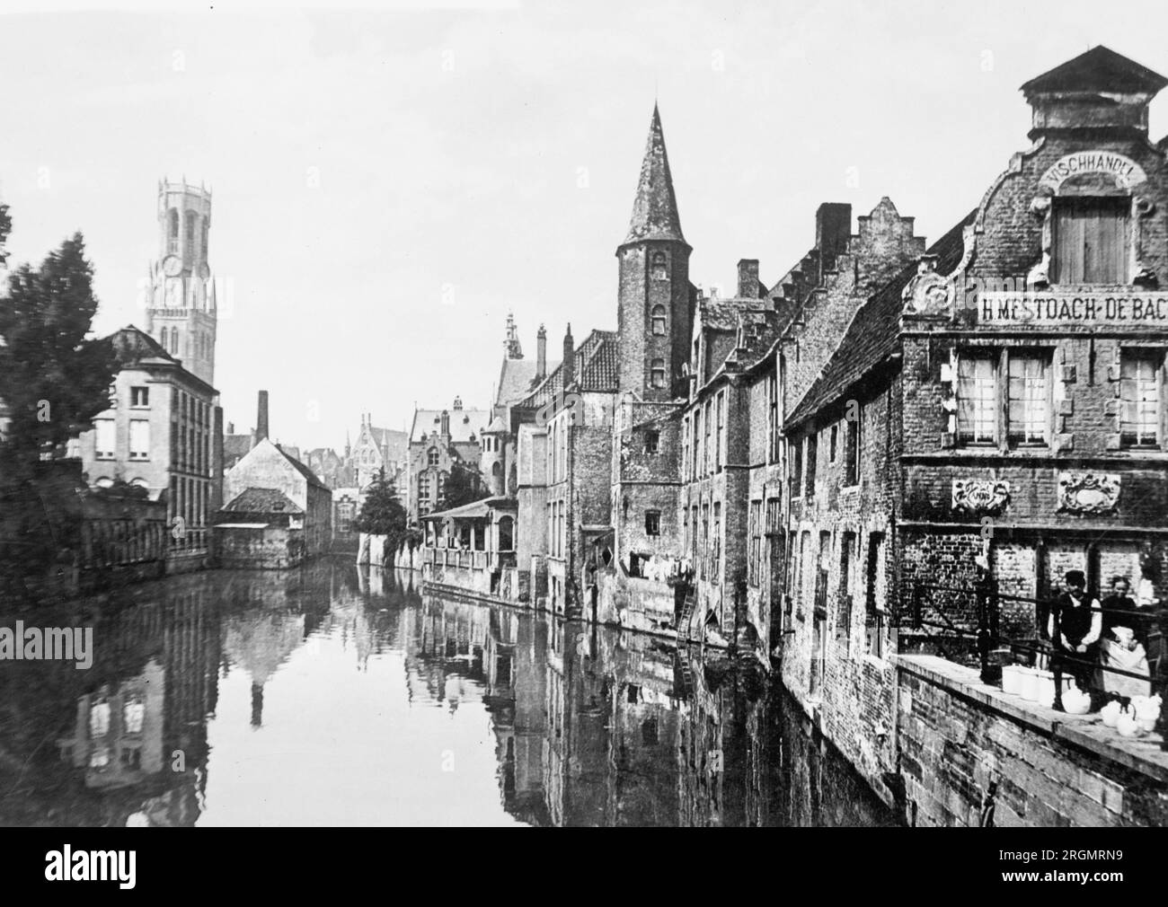 Kanal in Brügge Belgien ca. 1916-1917 Stockfoto