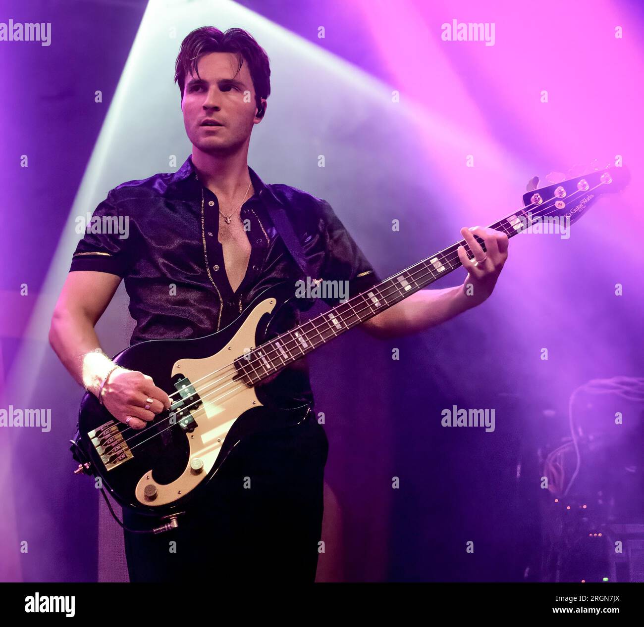 10. August 2023 - Rock City, Nottingham. Ereignis: Die Struts unterstützt von +Bad Nerves. Bildunterschrift: The Struts Bassist - Jed Elliott Bild: Mark Dunn/Alamy Live News (Unterhaltung) Stockfoto