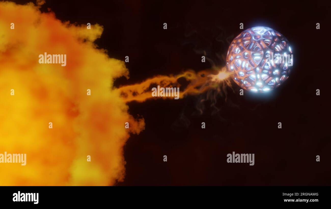 Sternhebevorrichtung, die Energie aus der Sonne sammelt. 3D-Darstellung rendern. Stockfoto