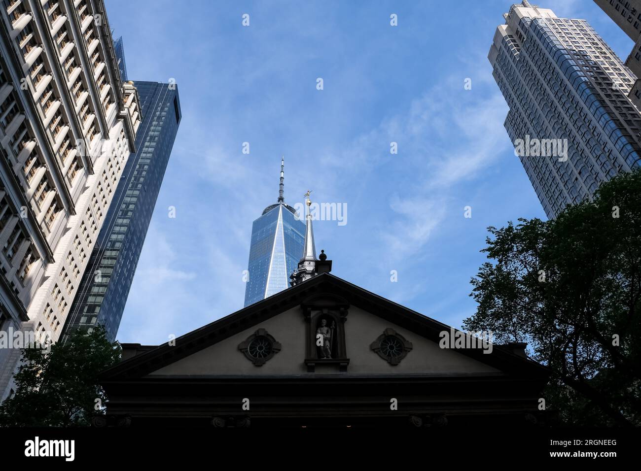 Architektonische Details von Lower Manhattan, dem südlichsten Teil von Manhattan, zentraler Stadtteil für Unternehmen, Kultur und Regierung in New York City Stockfoto