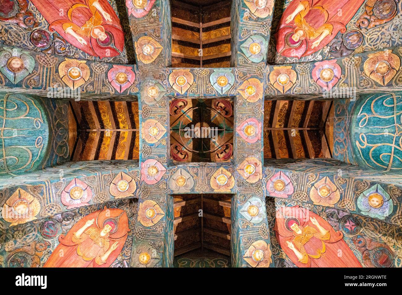 Deckenspitze der Watts Chapel, Compton, Surrey, England Stockfoto