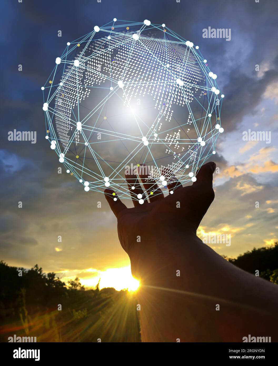 Zeitalter der Technologie Menschen, Nutzung von Technologie in der Neuzeit, Interconnection by Internet Network, Kommunikation mit dem Internet, Kommunikation w Stockfoto