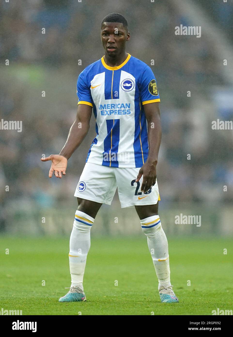 Aktenfoto von 08-05-2023 von Brighton und Hove Albion's Moises Caicedo. Liverpool hat laut Berichten eine britische Rekordgebühr von 110million Pfund für den Mittelfeldspieler Moises Caicedo vereinbart. Ausgabedatum: Freitag, 11. August 2023. Stockfoto