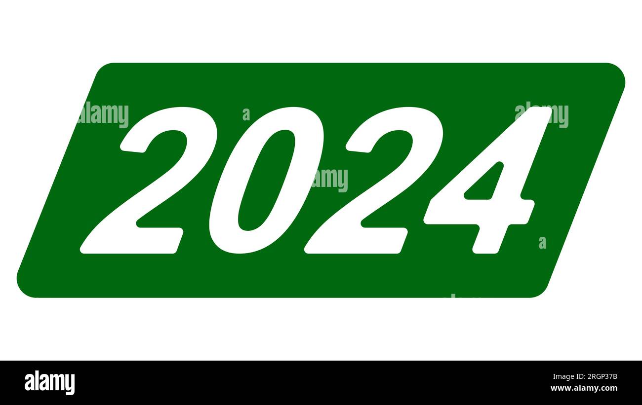 Frohes neues Jahr 2024 grünes Logo 2024 grünes schräges Banner Stock Vektor