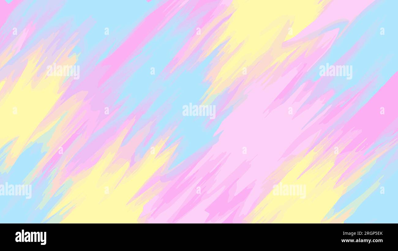 Abstrakter Hintergrund mit zarten Pink-Gelb-Blau-Farben. Farbenfroher Pinsel und Striche, Farbspritzer, Musterhintergrund. Crea Stock Vektor