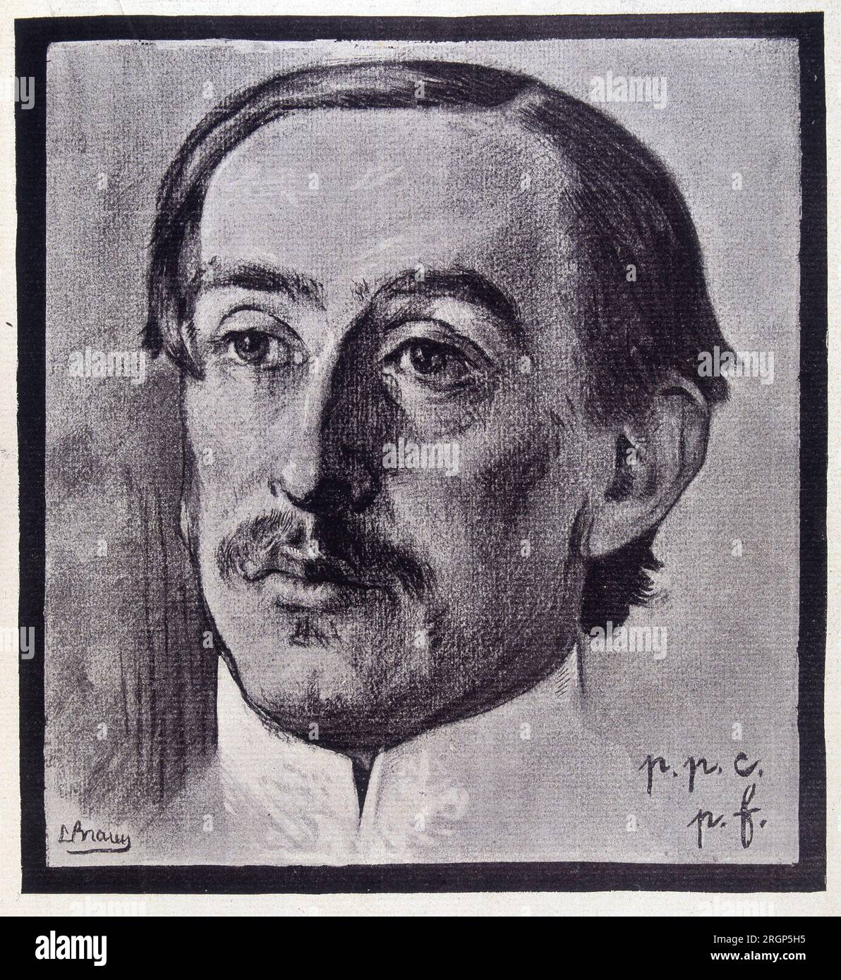 Maurice Barrès par Leopold Braun - in 'L'Assiette au Beurre' du 31/05/1902. Stockfoto