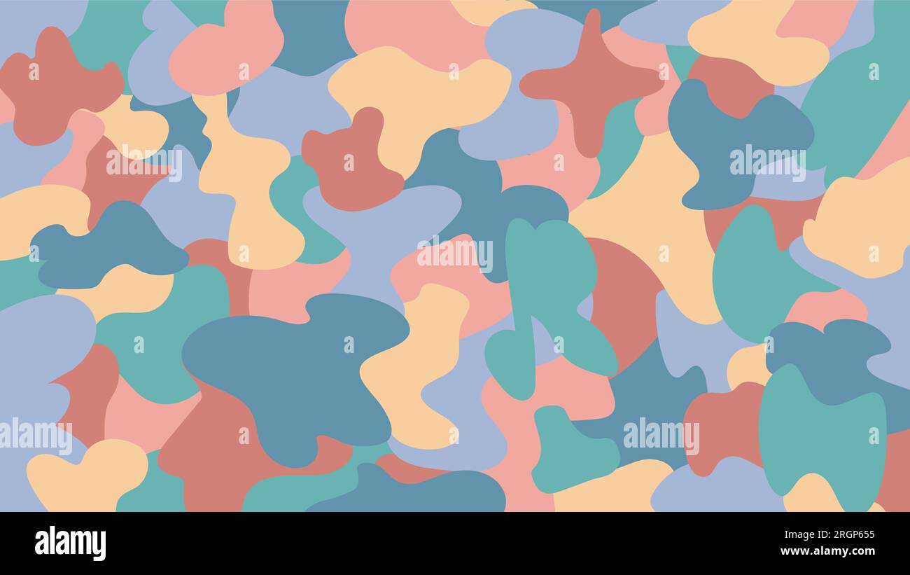 Abstrakte mehrfarbige Spots. Vektorfarbene Blots, Muster, flache Flecken verschiedener Formen. Hintergrund im Cartoon-Stil, memphis. Dekor, Stoffverzierung, Stock Vektor