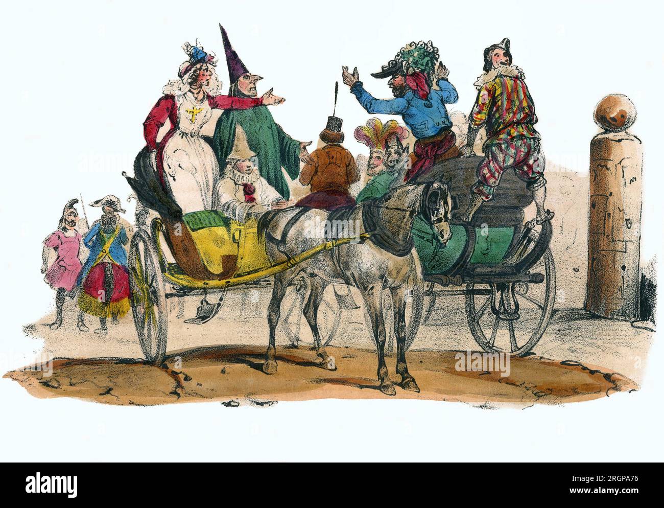'Les Mascarades' du Carnaval. In 'Album Groteske, Choix de Typen Remarquables", Illustrationen de Victor Adam, Paris, Vers 1850. Stockfoto