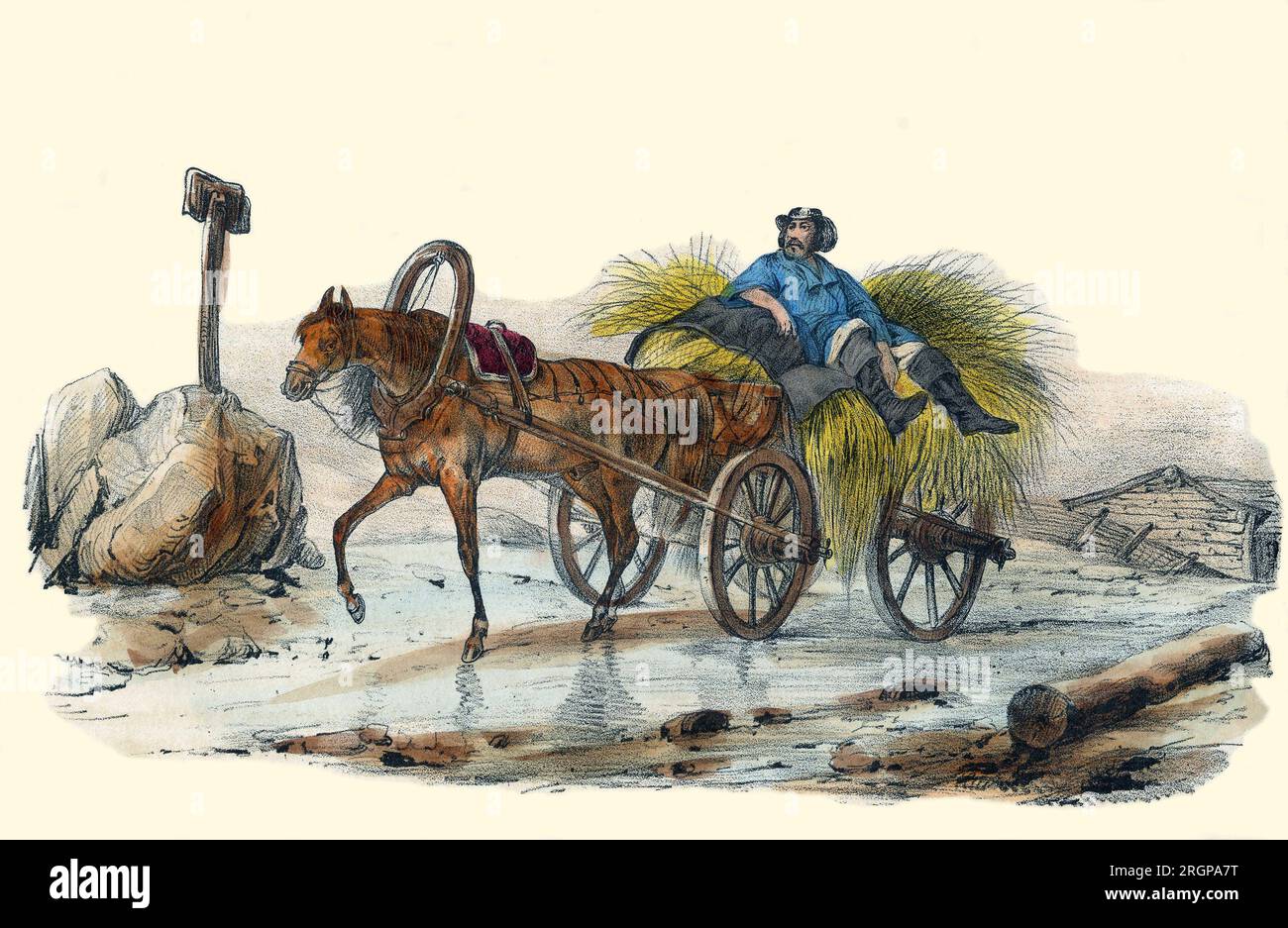 'Le Paysan Russe' in 'Album Groteske, Choix de Typen Remarquables", Illustrationen de Victor Adam, Paris, Vers 1850. Stockfoto