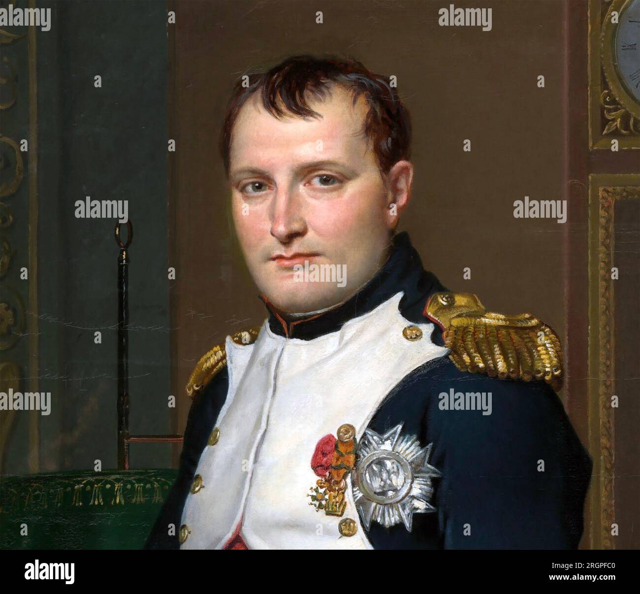 NAPOLEON BONAPARTE (1769-1821) der Kaiser Napoleon in seinem Studium in den Tuilerien (Detail) von Jacques-Louis David, 1812. Stockfoto