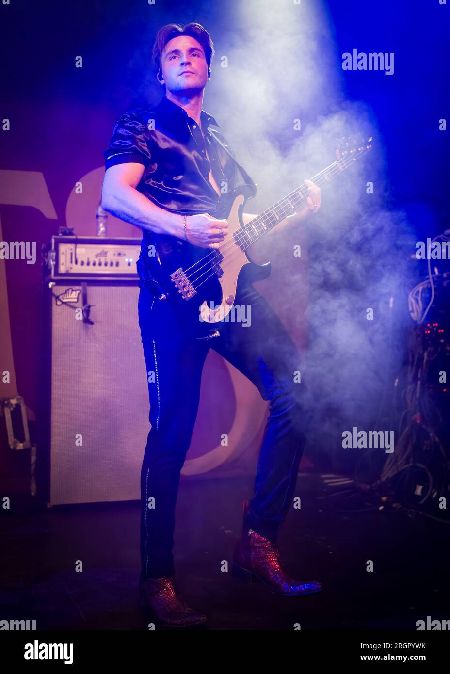 10. August 2023 - Rock City, Nottingham. Ereignis: Die Struts unterstützt von +Bad Nerves. Bildunterschrift: The Struts Bassist - Jed Elliott Bild: Mark Dunn/Alamy Live News (Unterhaltung) Stockfoto