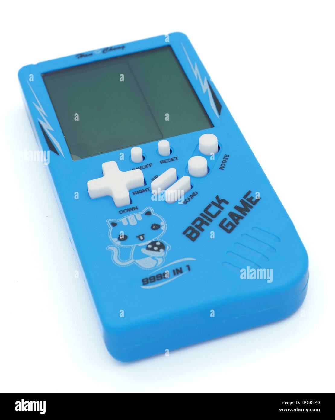 Blue Brick Game altmodische Handkonsole mit LCD-Bildschirm Stockfoto