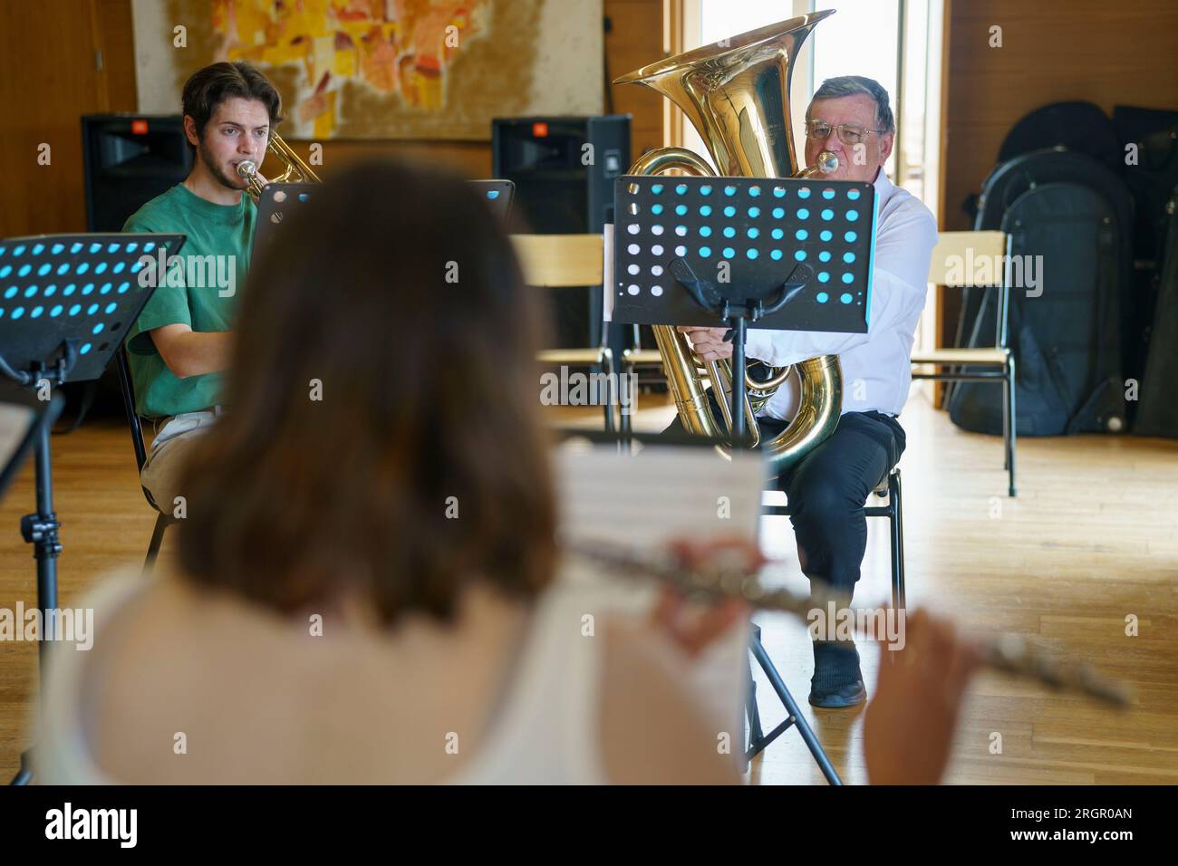 Philharmonische Bandpraxis Stockfoto