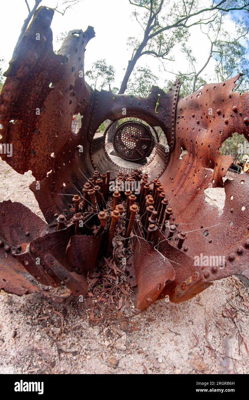 Explodierter Kessel, Dampfexplosion, Herberton, Australien. Stockfoto
