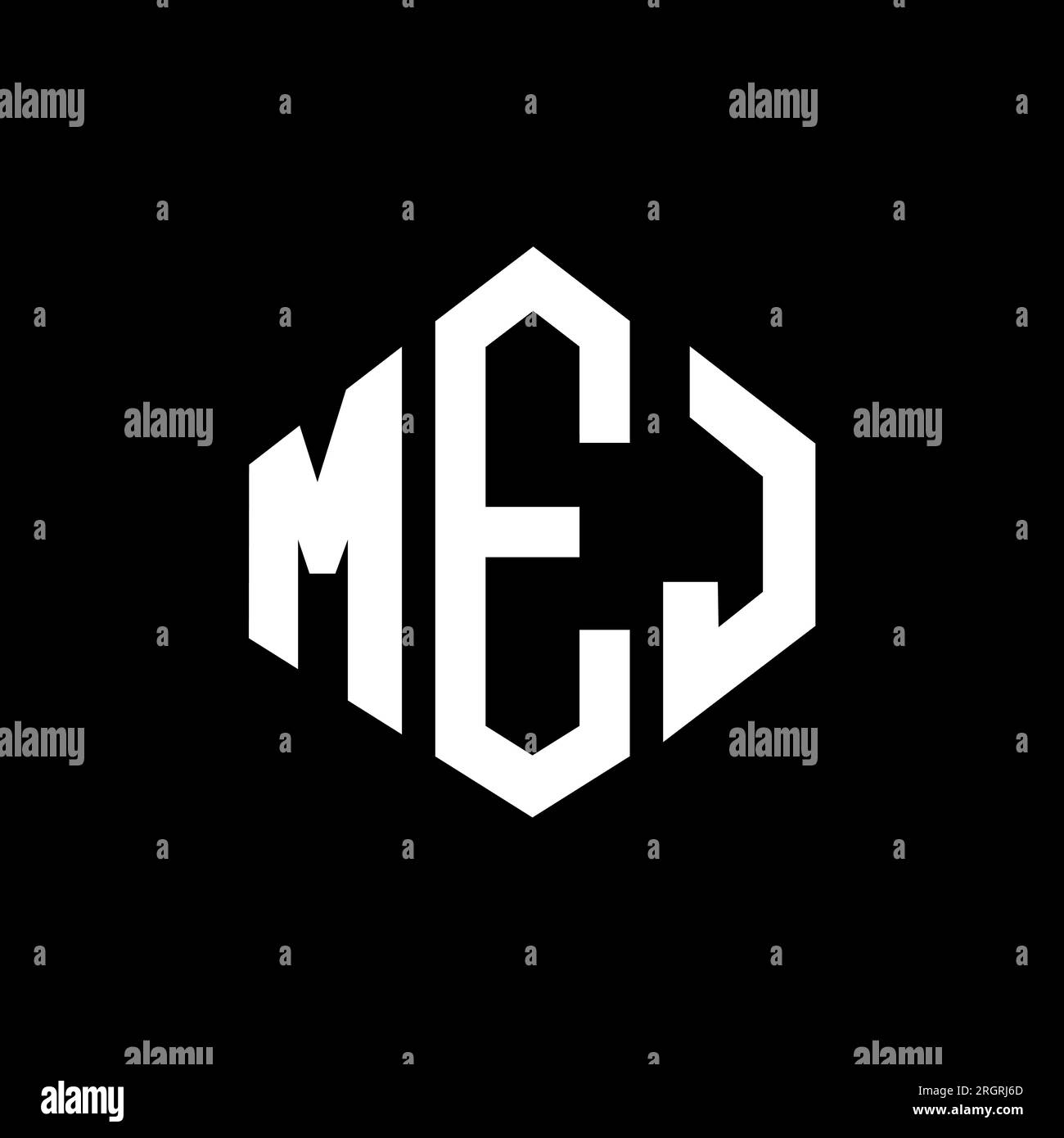 Logo mit MEJ-Buchstaben und Polygonform. MEJ-Polygon- und würfelförmiges Logo. MEJ sechseckige Vektor-Logo-Vorlage in Weiß und Schwarz. MEJ monogr Stock Vektor