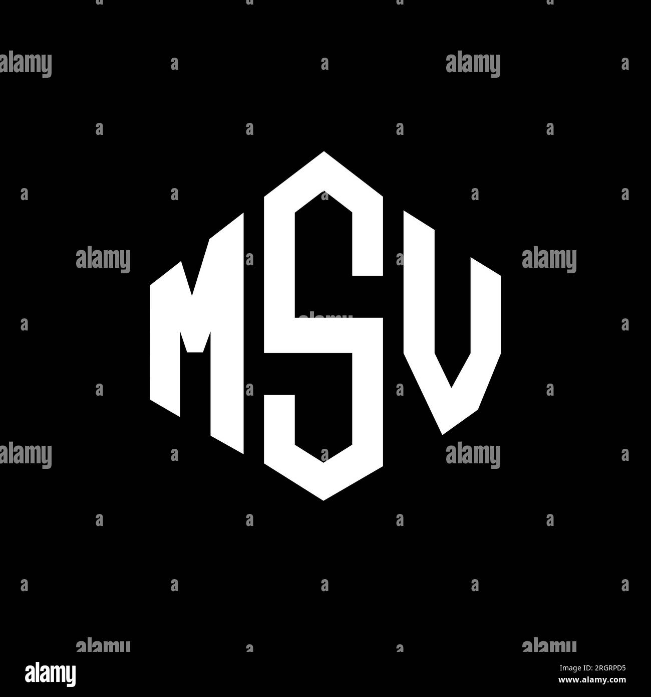 Logo mit MSV-Buchstaben und Polygonform. MSV-Polygon- und würfelförmiges Logo. MSV sechseckige Vektor-Logo-Vorlage in Weiß und Schwarz. MSV monogr Stock Vektor