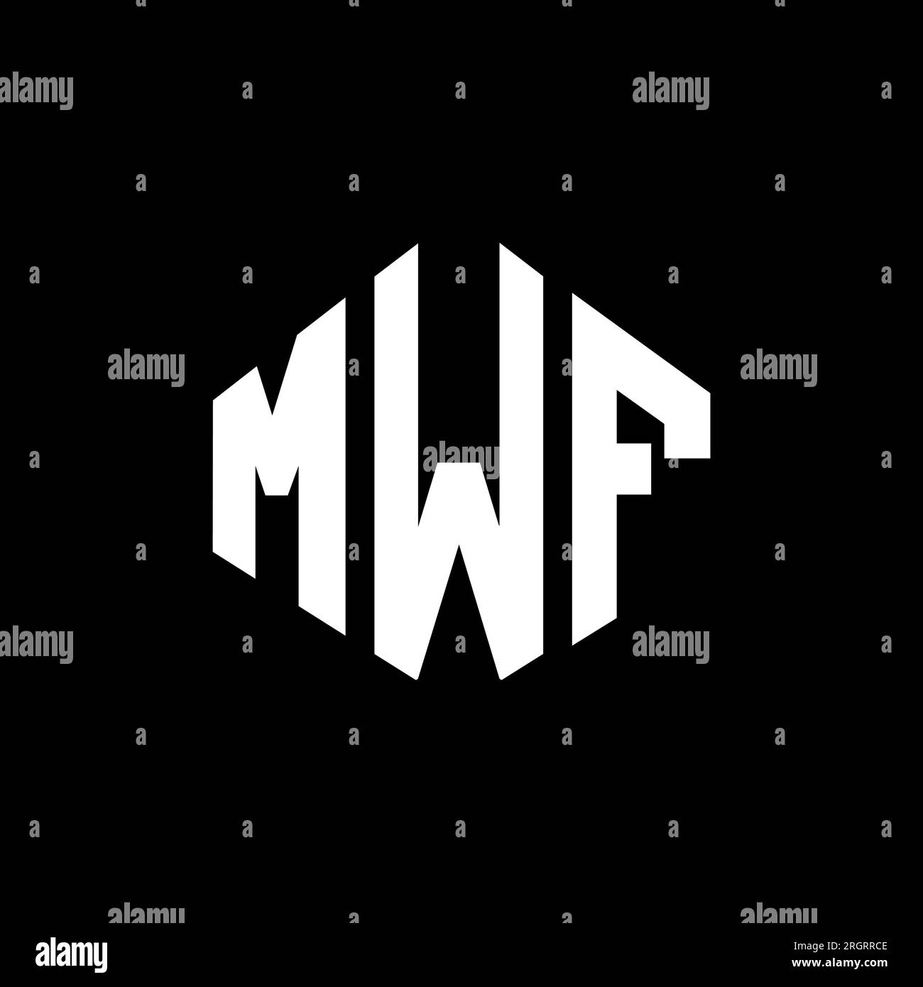 MWF-Logo in Polygonform. MWF-Polygon- und würfelförmiges Logo. MWF sechseckige Vektor-Logo-Vorlage in Weiß und Schwarz. MWF monogr Stock Vektor
