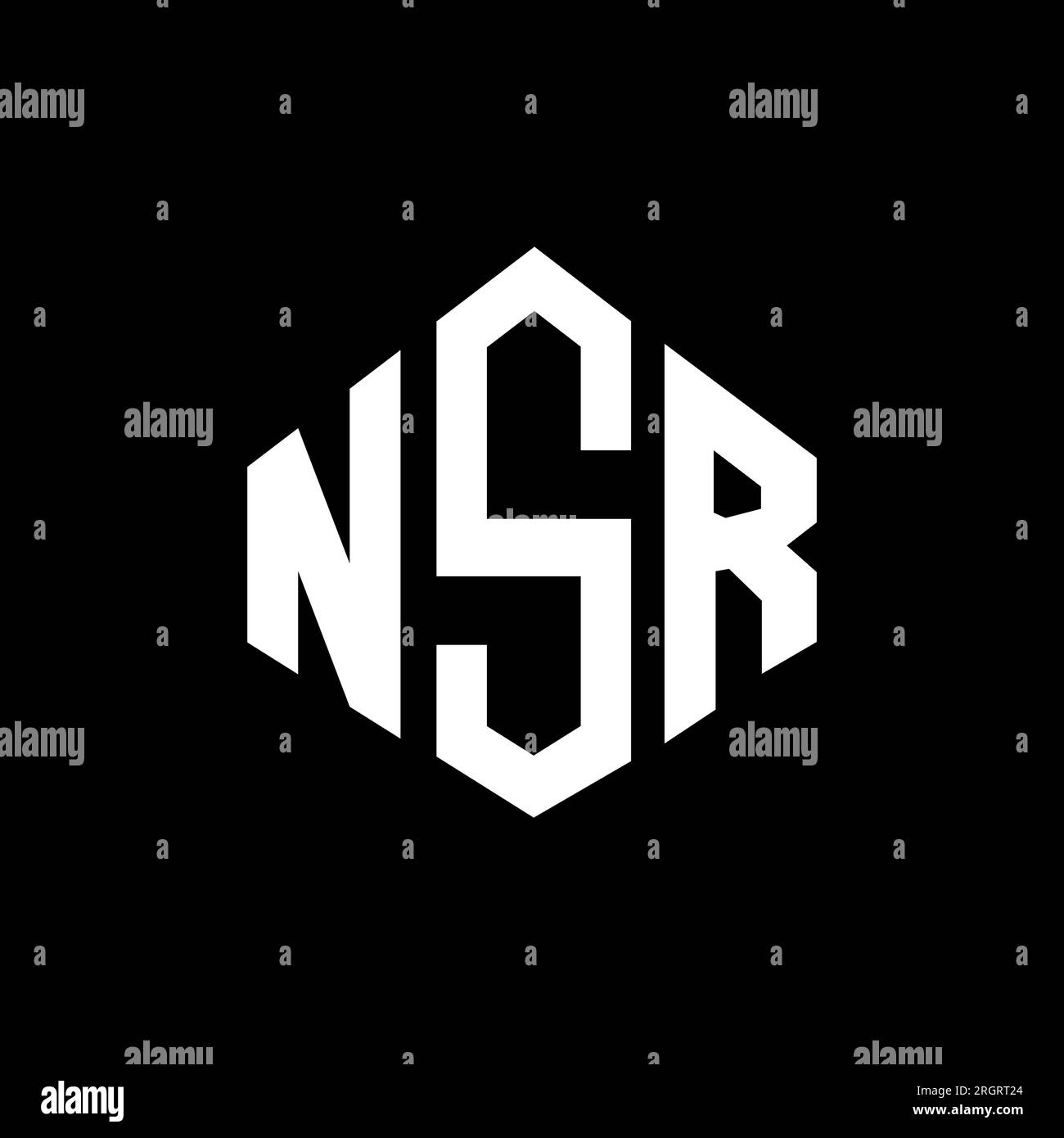 NSR-Logo in Polygonform. NSR-Polygon- und würfelförmiges Logo. NSR sechseckige Vektor-Logo-Vorlage in Weiß und Schwarz. NSR Monogr Stock Vektor