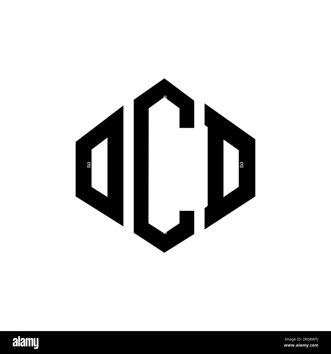 Logo mit OCD-Buchstaben und Polygonform. OCD-Polygon- und würfelförmiges Logo. OCD-sechseckige Vektorvorlage in Weiß und Schwarz. OCD Monogr Stock Vektor