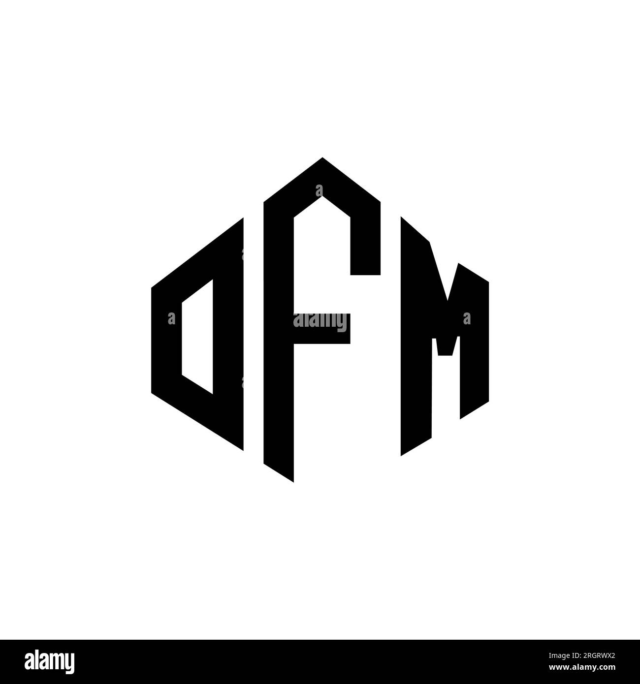 Logo mit OFM-Buchstaben und Polygonform. OFM-Polygon- und würfelförmiges Logo. OFM-Vorlage mit sechseckigem Vektorlogo in Weiß und Schwarz. OFM Monogr Stock Vektor