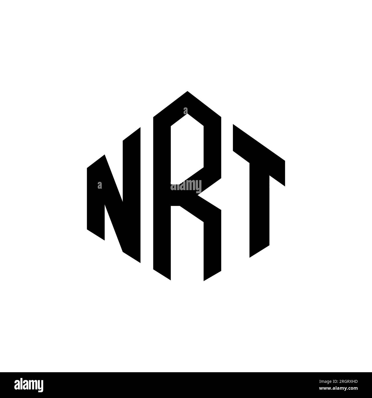 Logo mit NRT-Buchstaben und Polygonform. NRT-Polygon- und würfelförmiges Logo. Sechseckige NRT-Vektor-Logo-Vorlage in Weiß und Schwarz. NRT Monogr Stock Vektor