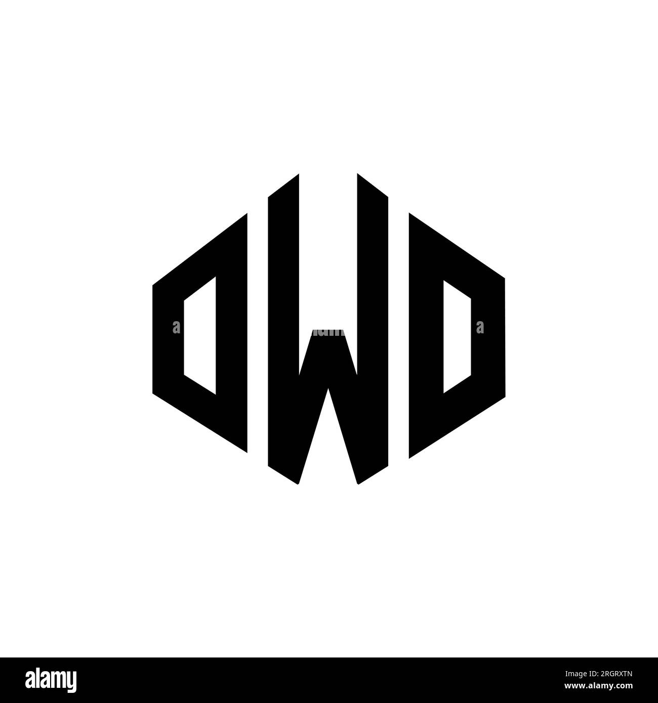 Logo mit OWO-Buchstaben und Polygonform. OWO-Polygon- und würfelförmiges Logo. OWO sechseckige Vektor-Logo-Vorlage in Weiß und Schwarz. OWO monogr Stock Vektor
