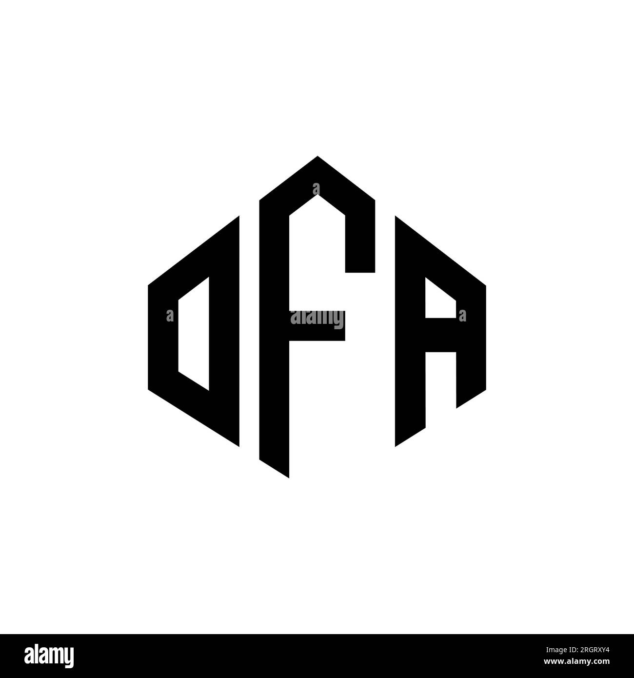 OFA-Logo mit Polygonform. OFA-Polygon- und würfelförmiges Logo. OFA-sechseckige Vektor-Logo-Vorlage in Weiß und Schwarz. OFA Monogr Stock Vektor