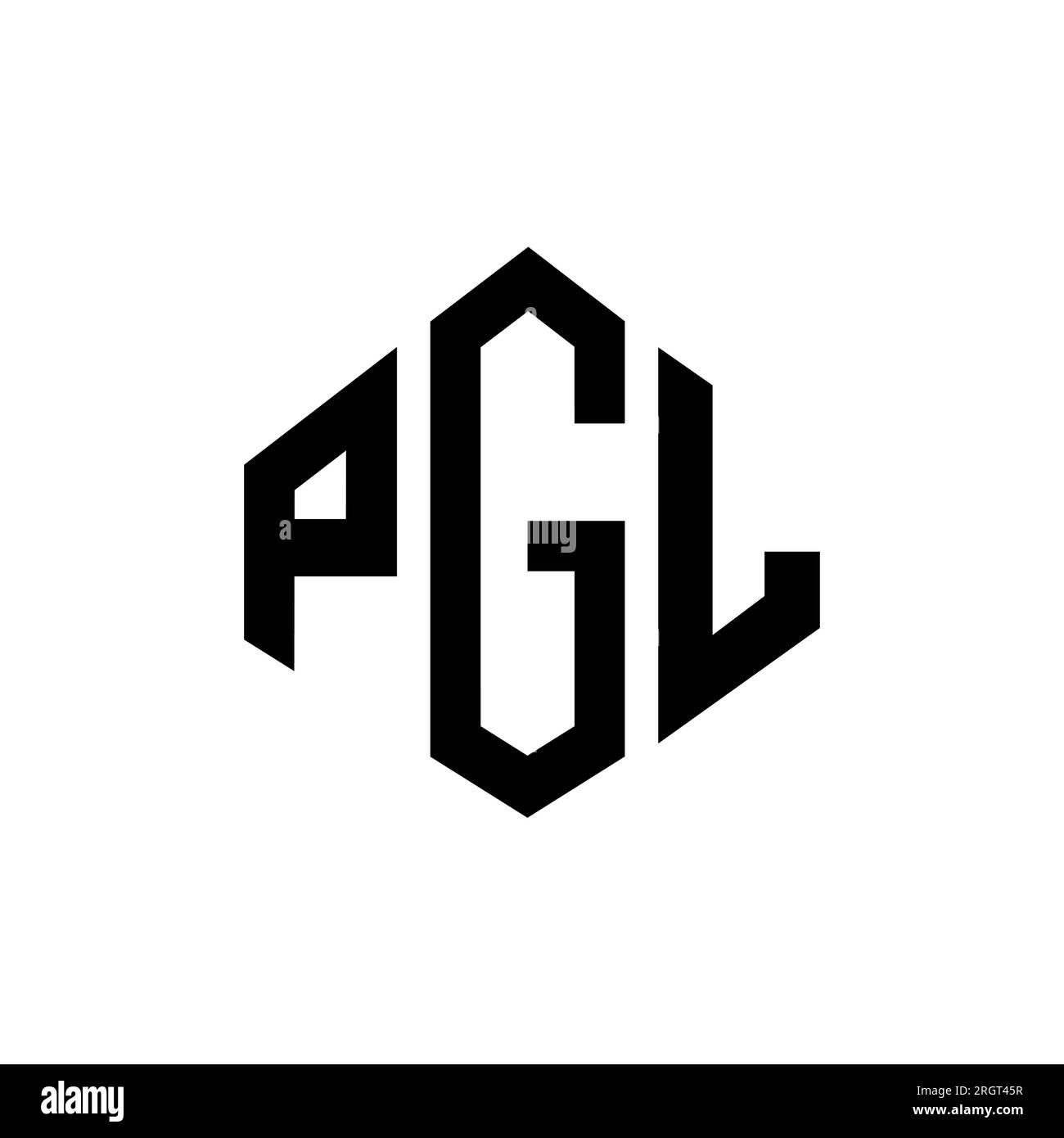 PGL-Logo in Polygonform. PGL-Polygon- und würfelförmiges Logo. Sechseckige PGL-Vektor-Logo-Vorlage in Weiß und Schwarz. PGL Monogr Stock Vektor