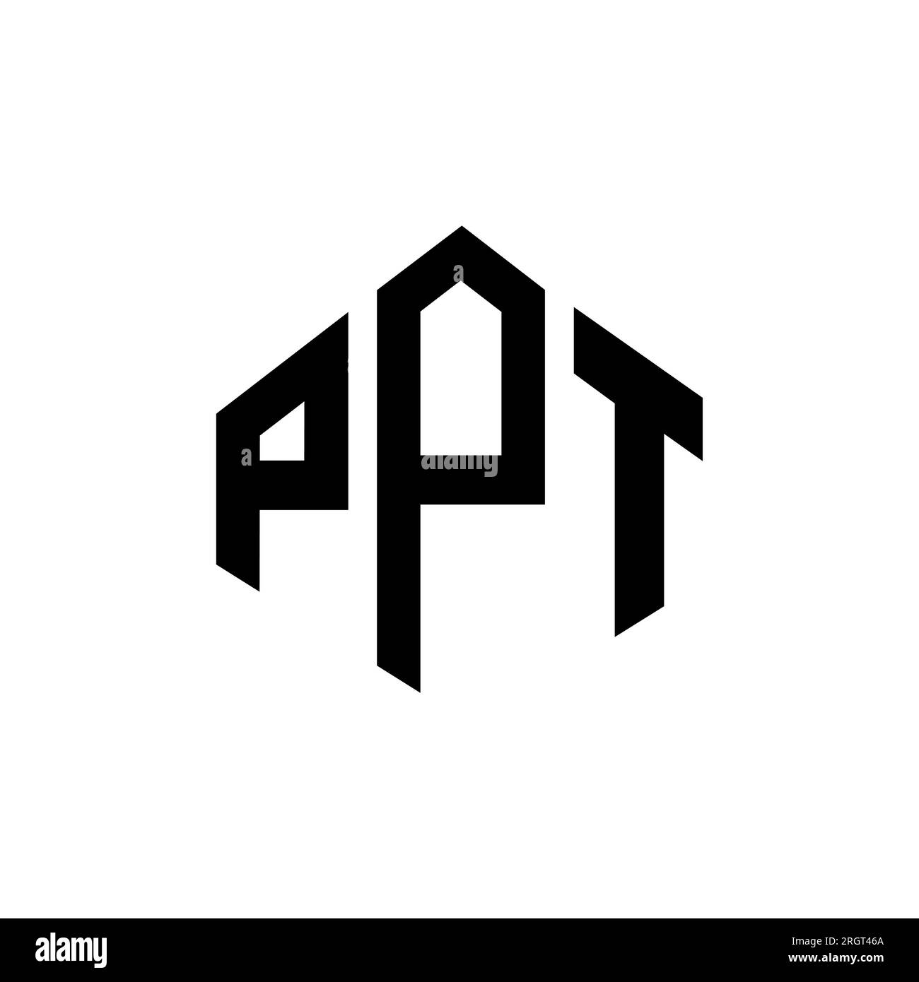 Logo mit PPT-Buchstaben und Polygonform. PPT-Polygon- und würfelförmiges Logo. Sechseckige PPT-Vektor-Logo-Vorlage in Weiß und Schwarz. PPT Monogr Stock Vektor