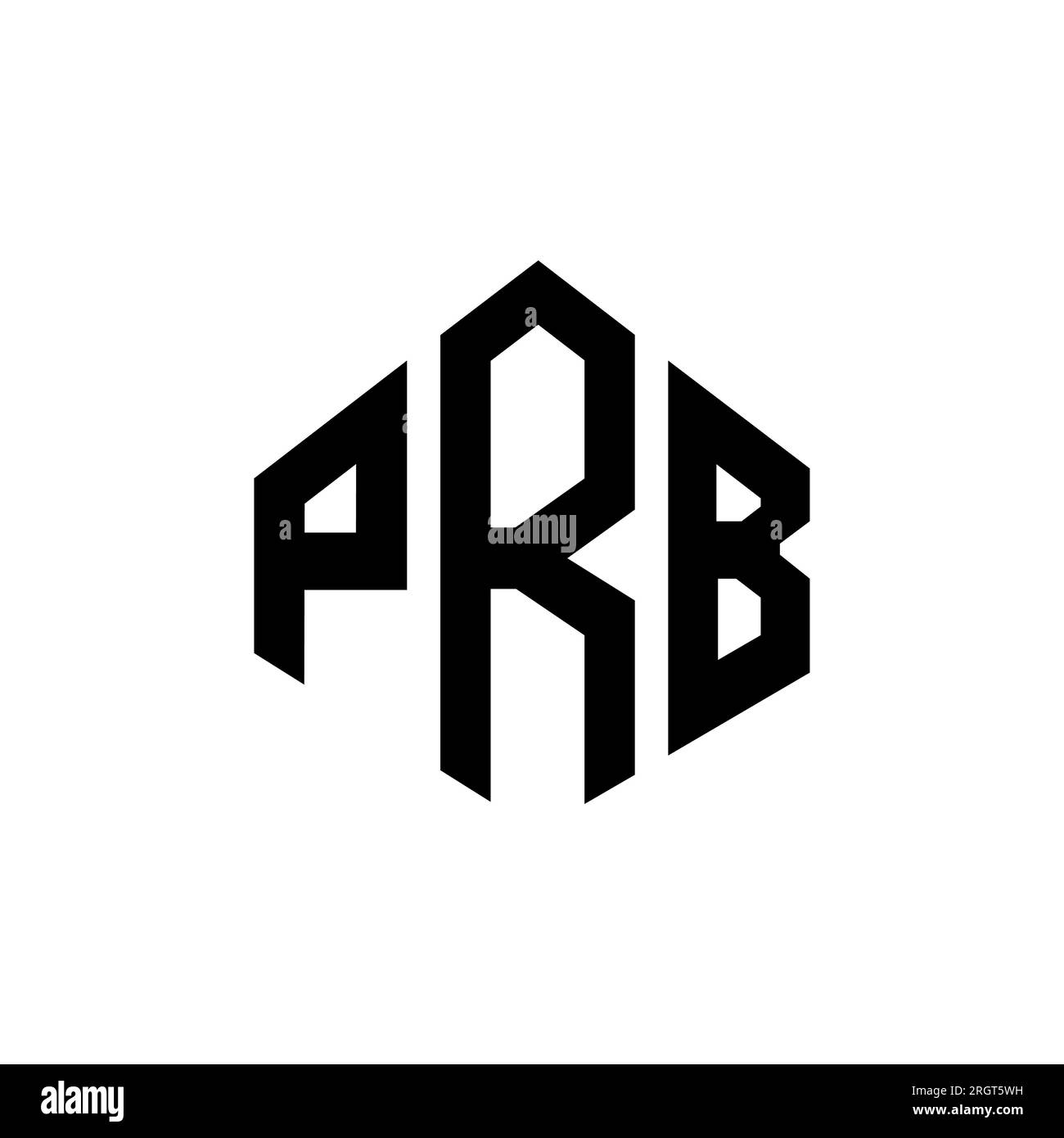 PRB-Logo in Polygonform. PRB-Polygon- und würfelförmiges Logo. PRB sechseckige Vektor-Logo-Vorlage in Weiß und Schwarz. PRB Monogr Stock Vektor