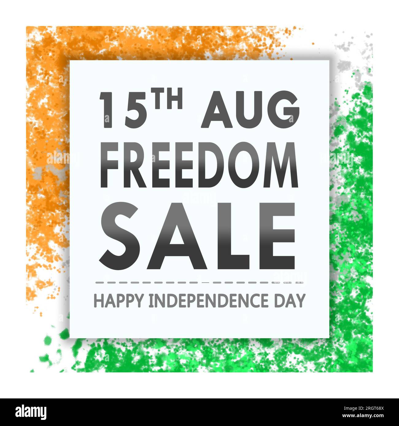 Indisches Poster mit Werbewerbung zum Sonderangebot am 15. August auf dreifarbigem Hintergrund Stockfoto