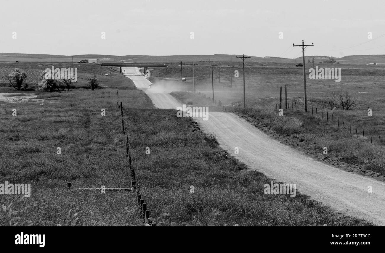 Eine einsame Landstraße in South Dakota Stockfoto