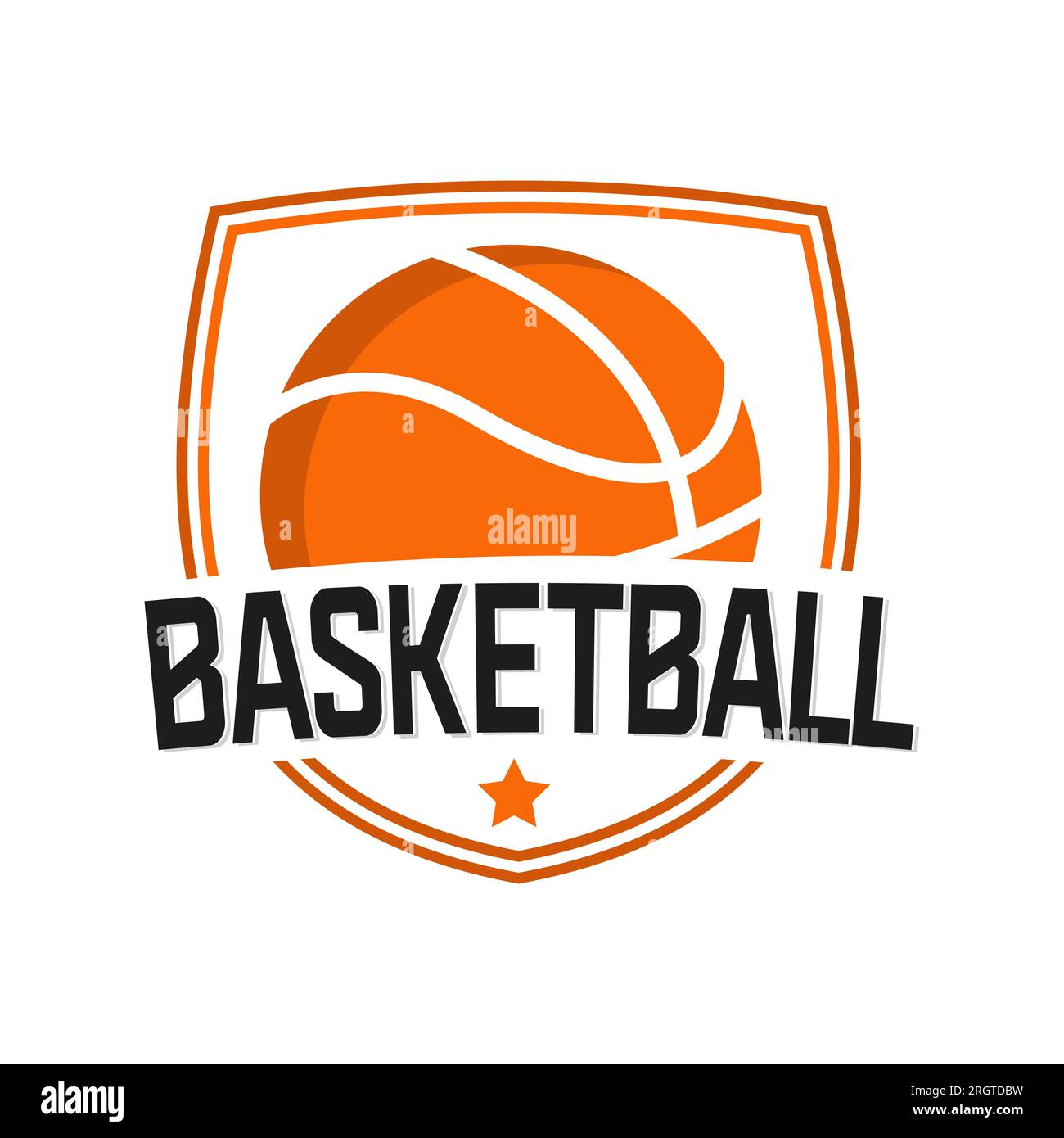 Logo des American Sports Basketball Clubs, Basketballclub. Turnier-Basketball-Club-Emblem, Designvorlage Stock Vektor